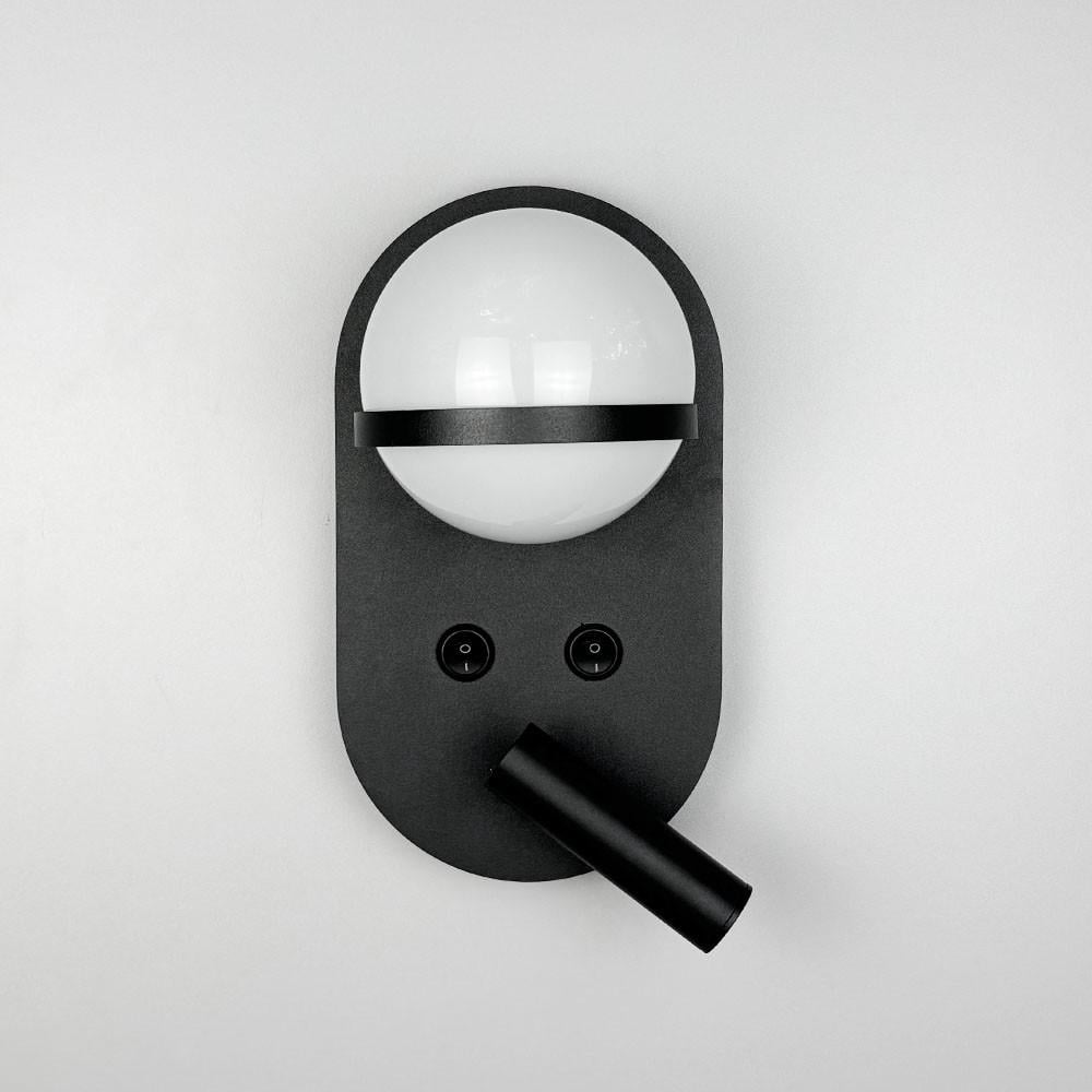 Бра на 2 выключателя с белым плафоном и спотом (W 207/2 BK)