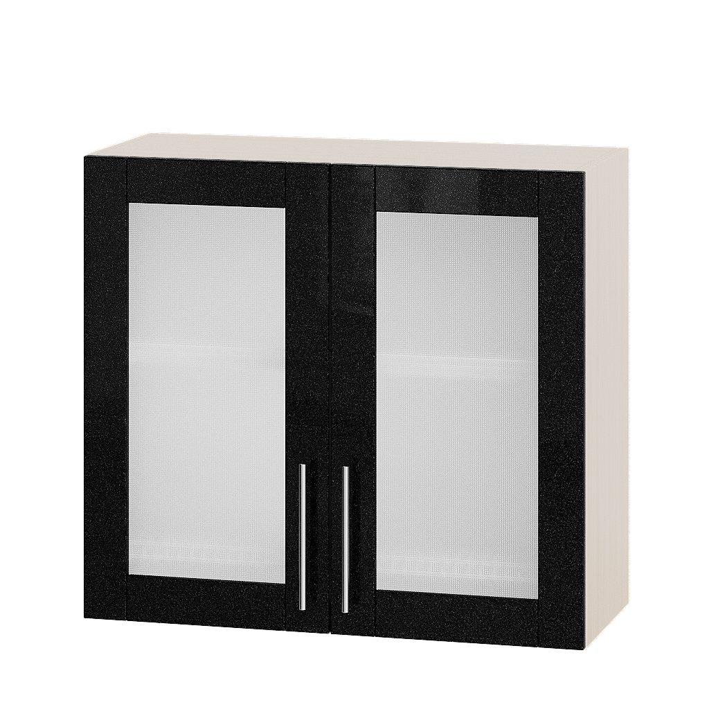 Шафа верхня Еверест Модерн модуль для сушки посуду Верх вітрина ВВ06-800 80х30х72 см Чорний металік глянець/Дуб Молочний (05220)