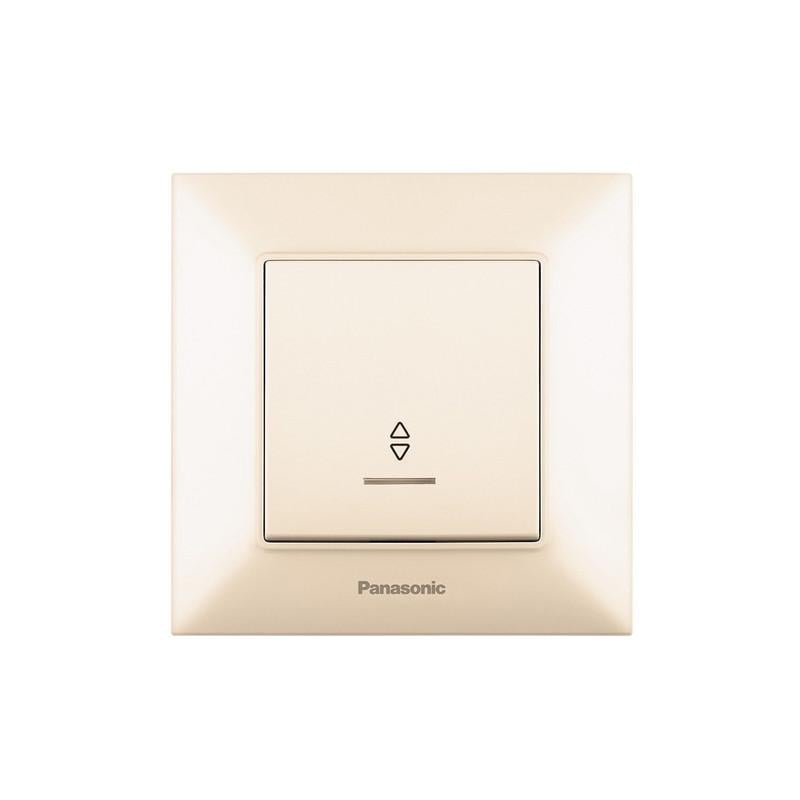 Выключатель проходной одноклавишный Panasonic Arkedia Slim с подсветкой и рамкой ABS кремовый (WNTC00042BG-UA1)
