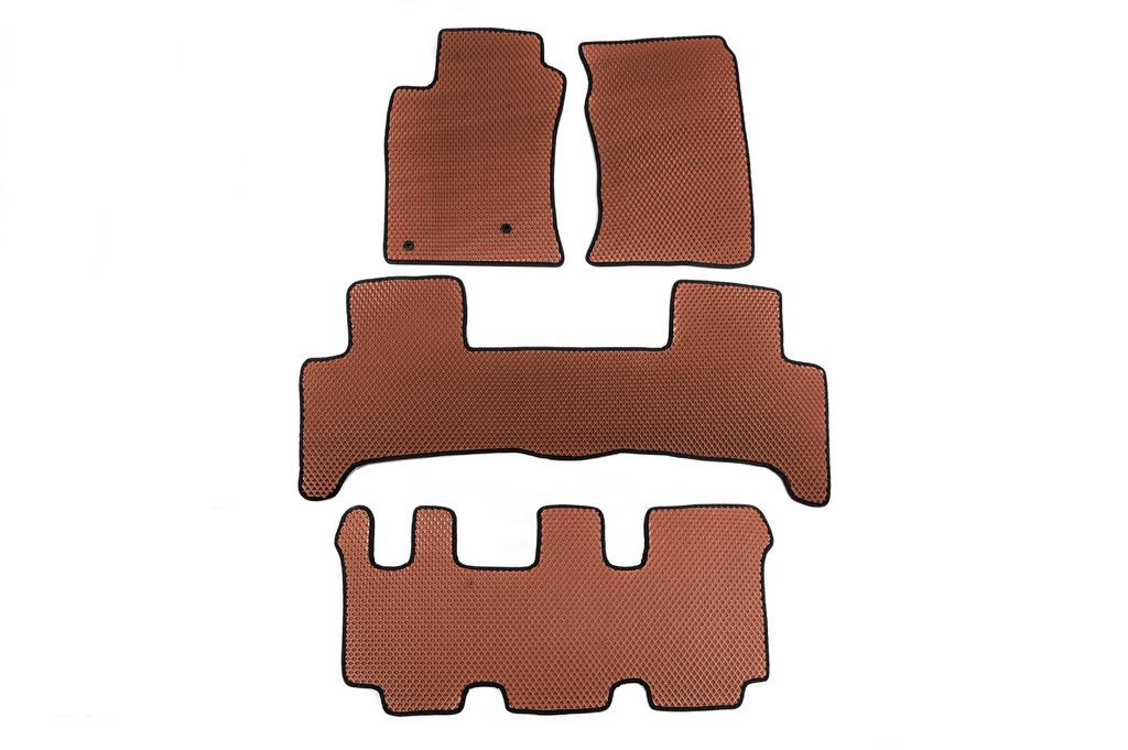Коврики EVA для Toyota Land Cruiser Prado 120 3 ряда Коричневый (123037)