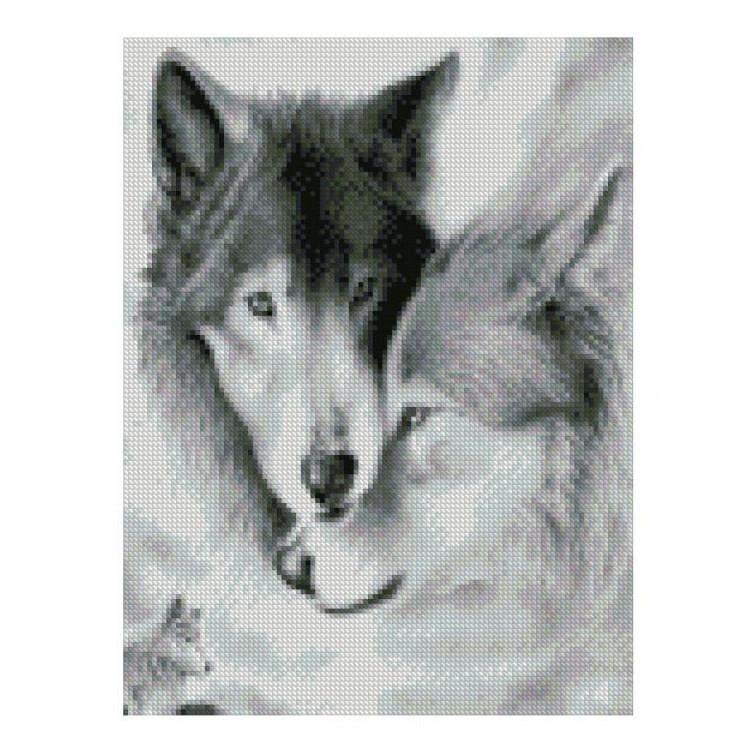 Алмазная мозаика Strateg Волки Ч/Б 30х40 см (HX209)