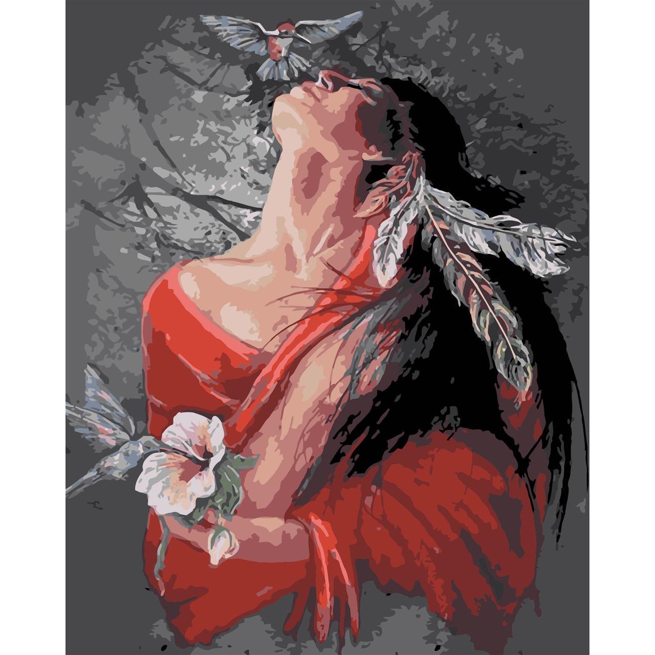 Картина за номерами Strateg Преміум Дух вітру на чорному фоні 40х50 см (AH1154)