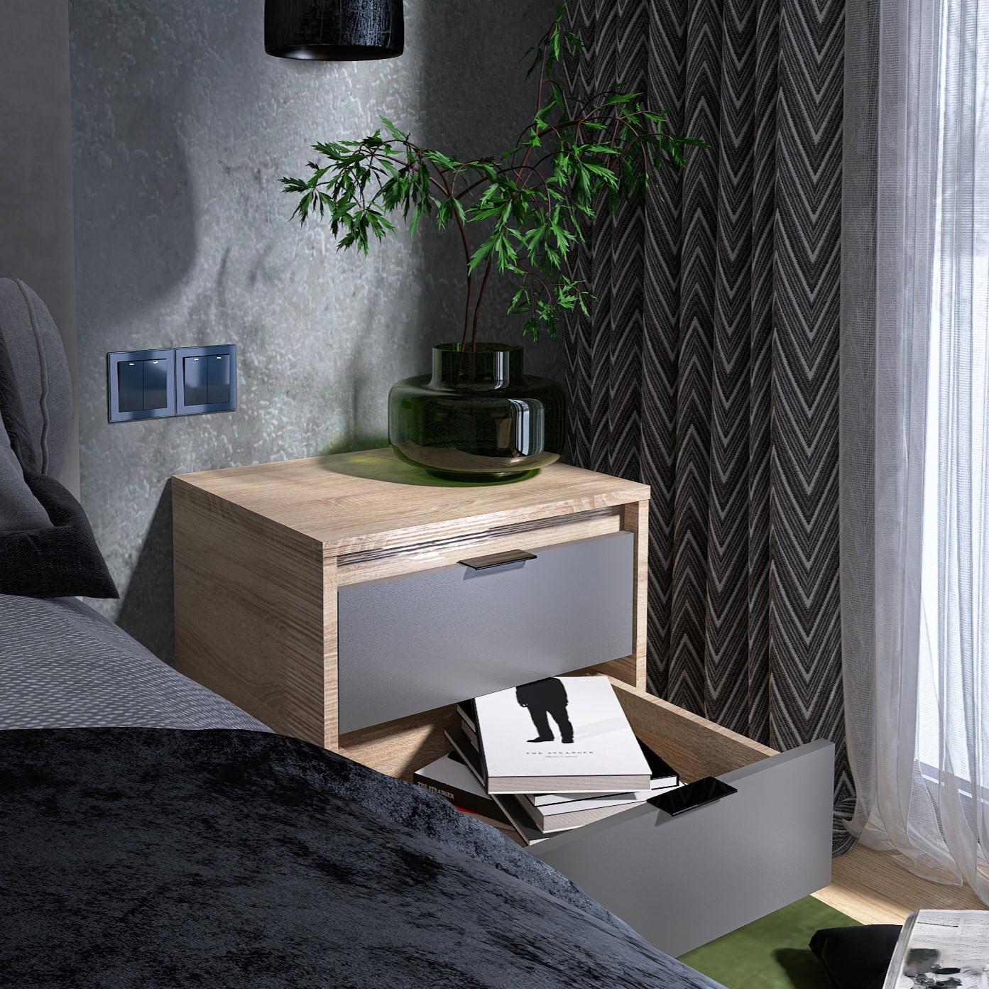 Тумба прикроватная Everest Сити 450 452х380х442 мм Сонома/Графит (11428) - фото 6