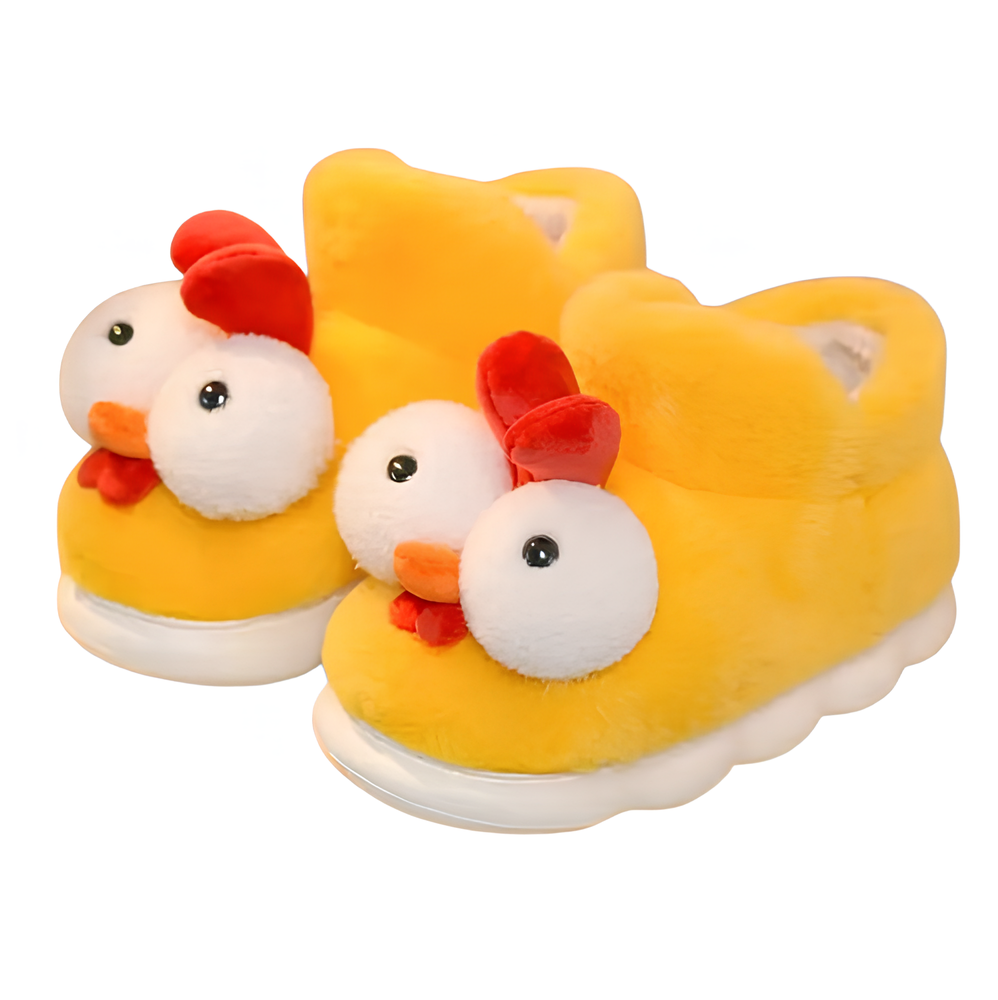 Тапочки игрушки мягкие и теплые домашние в виде Цыпленка р. 38-39