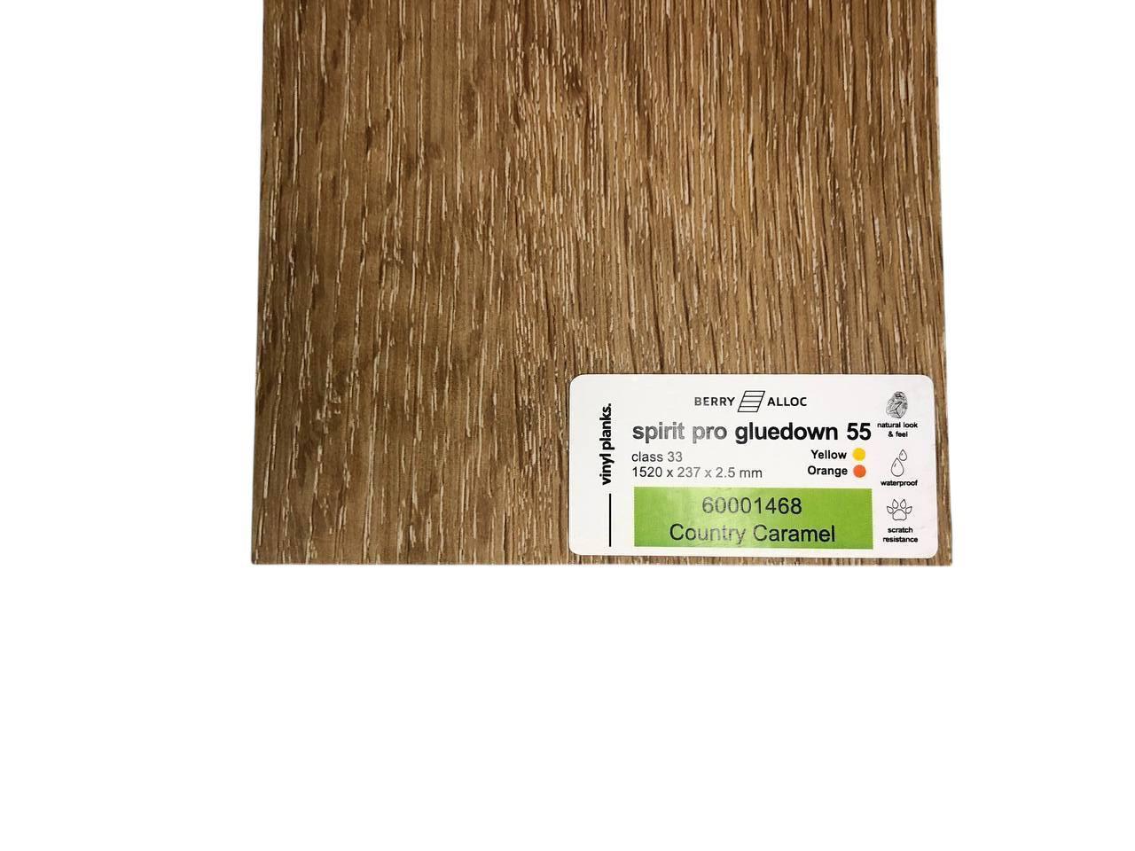 Плитка для підлоги вінілова BERRY ALLOC SPIRIT PRO 55 GLUEDOWN PLANK ПВХ Country Caramel