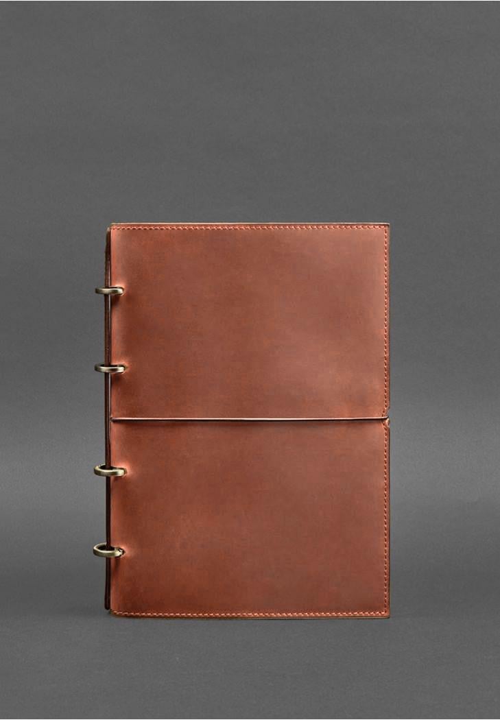 Блокнот шкіряний на кільцях софт-бук А4/А5 9.0 в м'якій обкладинці Світло-коричневий (A-027478)