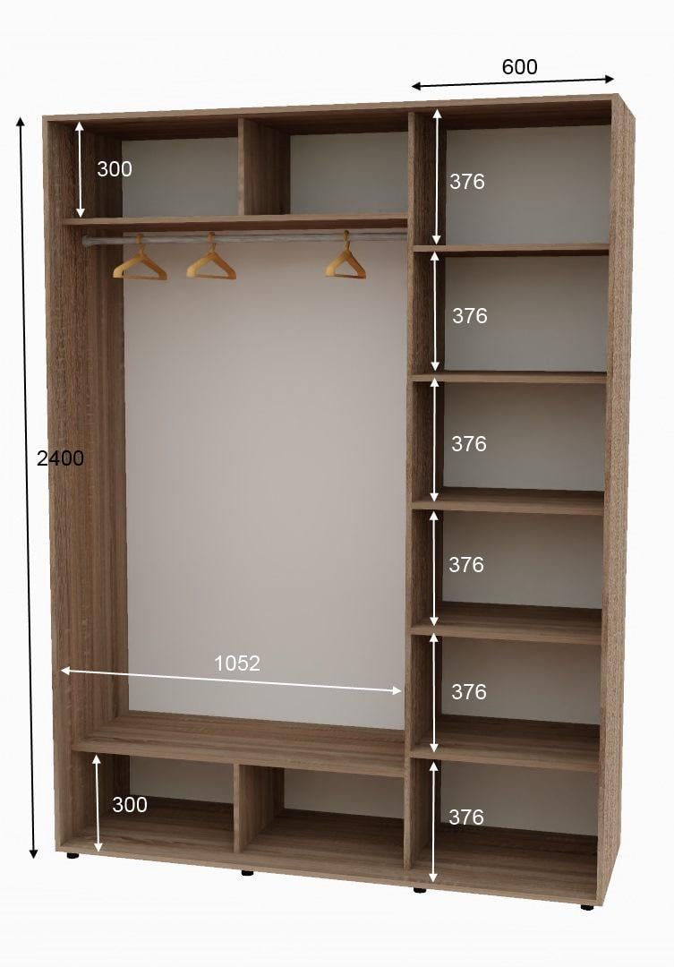 Шафа-купе дводверна Алекса ДСП 170х60х240 см Дуб Сонома/Трюфель - фото 2 Шафа-купе дводверна Алекса ДСП 170х60х240 см Дуб Сонома/Трюфель - фото 2