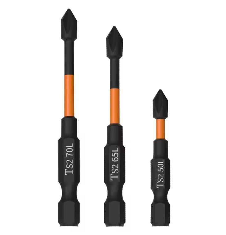 Набор ударных бит для шуруповерта дрели S2 50/65/70 мм 3 шт. Black/Orange (500407)