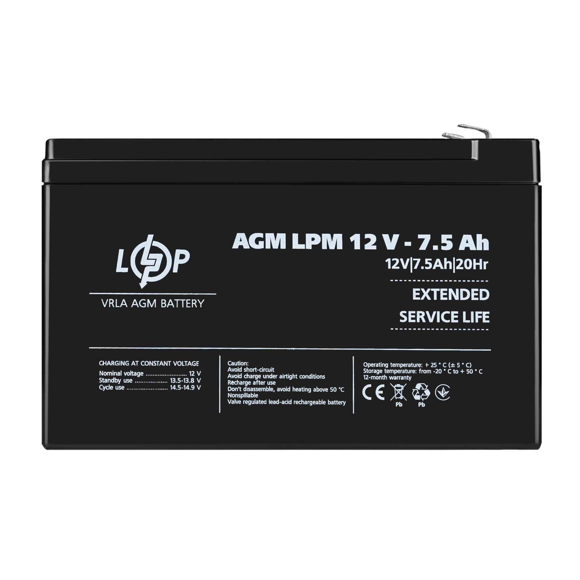 Акумулятор AGM LPM 12V-7,5 Ah