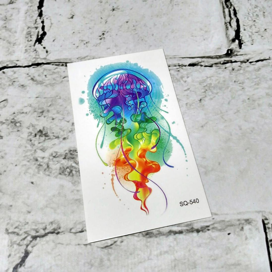 Тату временное Медуза лист 6x10.5 см (SQ-540)