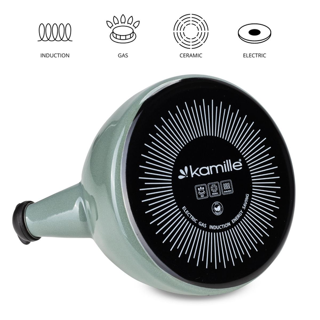 Чайник со свистком Kamille KM-1040А из эмалированной стали 2,5 л Оливковый (150-84-1040А) - фото 4 Чайник со свистком Kamille KM-1040А из эмалированной стали 2,5 л Оливковый (150-84-1040А) - фото 4