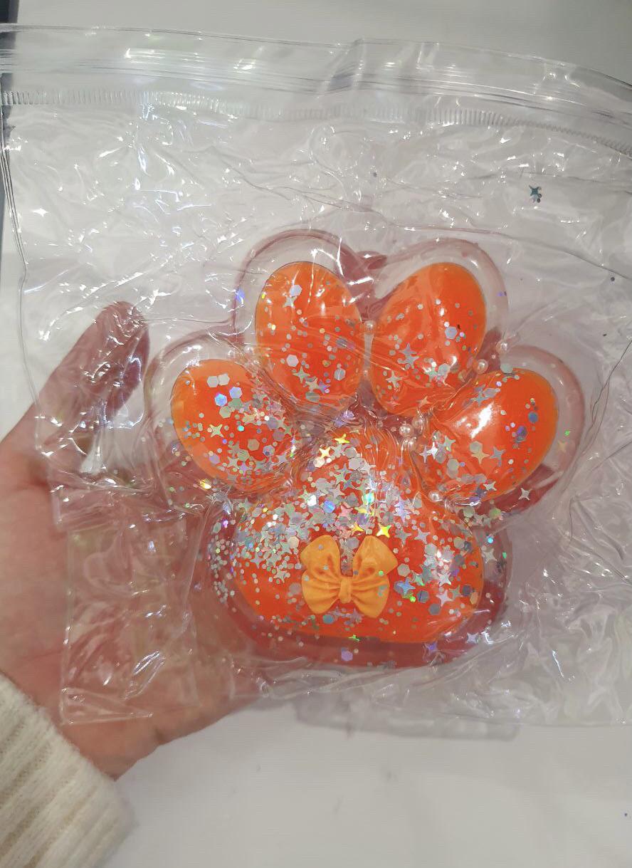 Сквиш Таба лапка гигант 12 см Прозрачно-оранжевый (2122) - фото 3 Сквиш Таба лапка гигант 12 см Прозрачно-оранжевый (2122) - фото 3