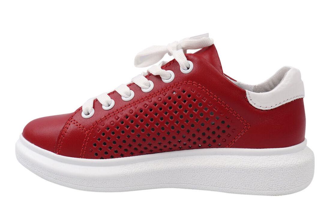 Кеди жіночі Maxus shoes зі шкіри на низькому ходу на шнурівці Червоний (74-21LTCP 33) - фото 2 Кеди жіночі Maxus shoes зі шкіри на низькому ходу на шнурівці Червоний (74-21LTCP 33) - фото 2