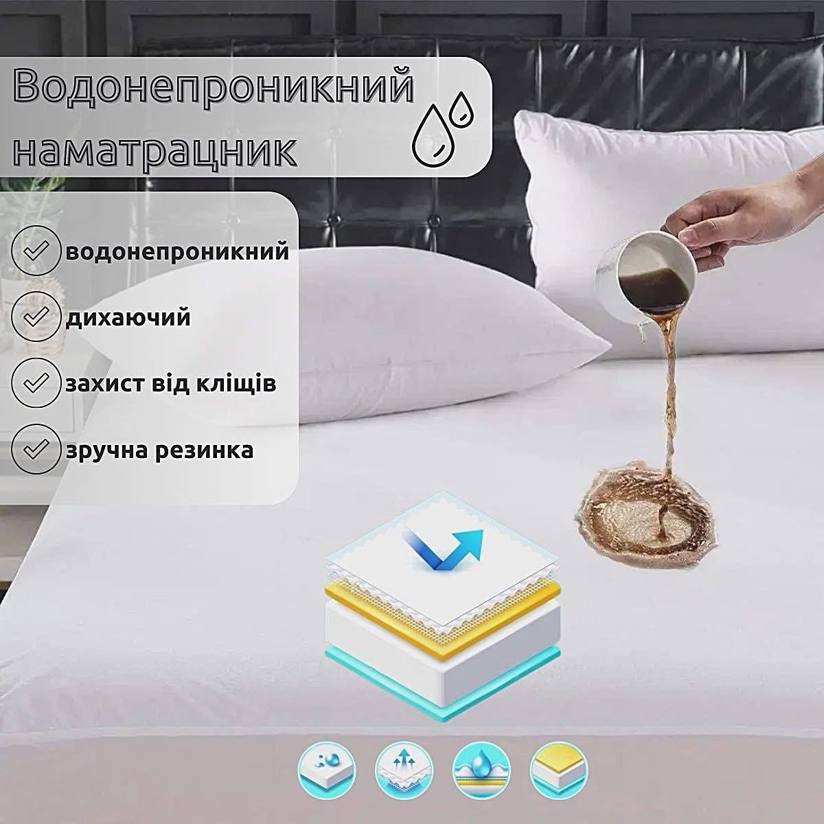 Наматрасник полуторный из водонепроницаемой ткани на резинке 140x200 см Белый (П4К-mur-aqvastop-002-02) - фото 7 Наматрасник полуторный из водонепроницаемой ткани на резинке 140x200 см Белый (П4К-mur-aqvastop-002-02) - фото 7