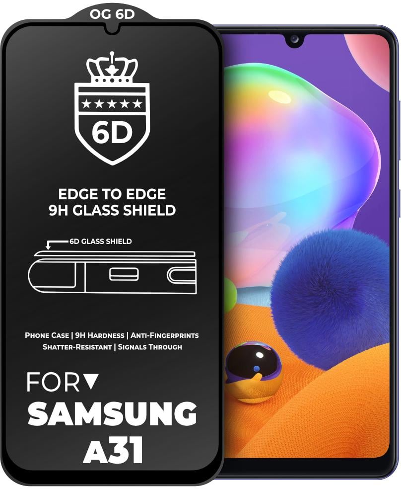 Защитное стекло 6D OG Crown для Samsung Galaxy A31 A315 Black (19030)