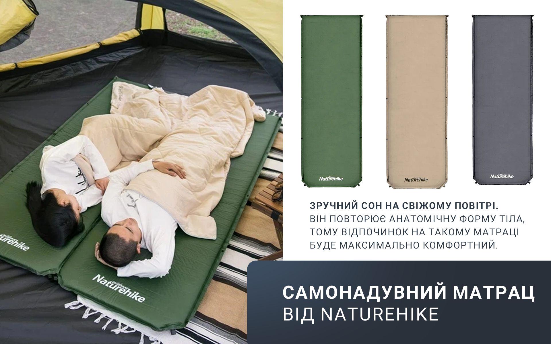 Матрас самонадувающийся Naturehike NH20DZ003 из нейлона и 190T эпонжа с двойным клапаном 200x63x5 см Бежевый (29-79-6927595793206) - фото 6