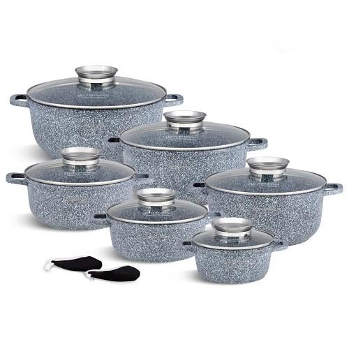 Набор посуды Edenberg EB-8144 с индукционным дном и гранитным покрытием 12 пр.