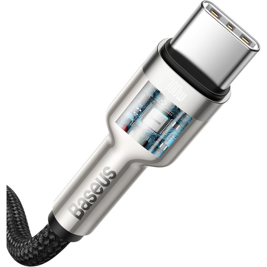 Кабель Baseus Cafule Metal Type-C to Type-C 100W 2m Black (CATJK-D01) - фото 3 Кабель Baseus Cafule Metal Type-C to Type-C 100W 2m Black (CATJK-D01) - фото 3