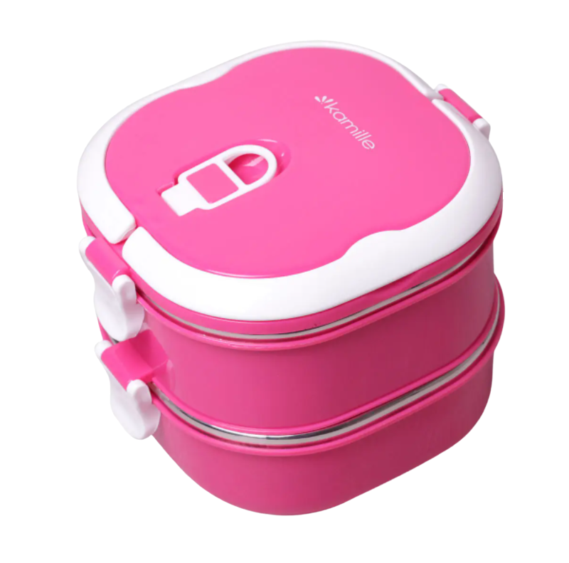 Ланч-бокс обеденный двойной Kamille KM-2113 1800 мл Розовый (NA001906)