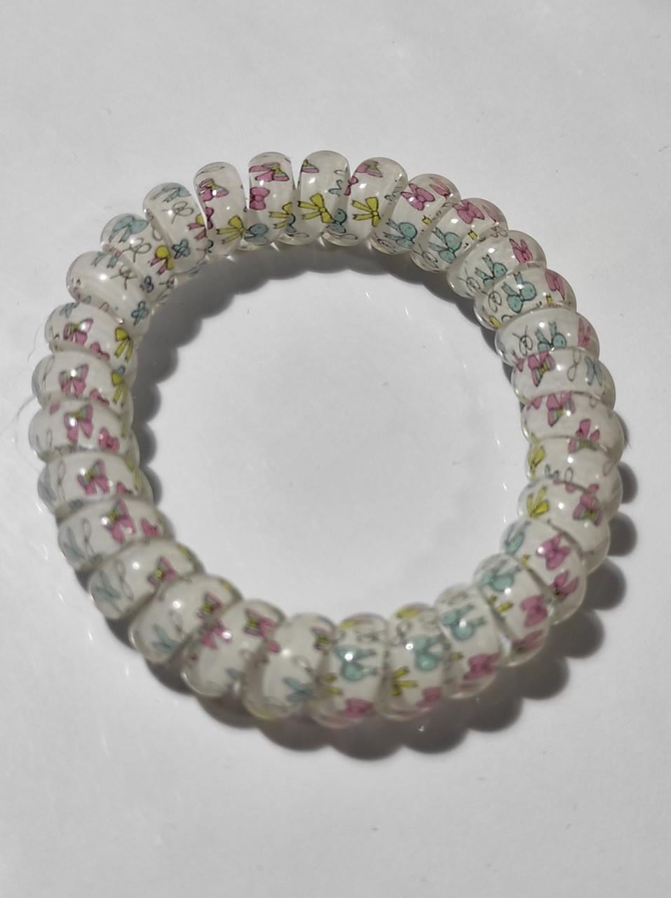 Резинка Спираль толстая с бантиками 5,5 см Белый (52-4-1786-Б)