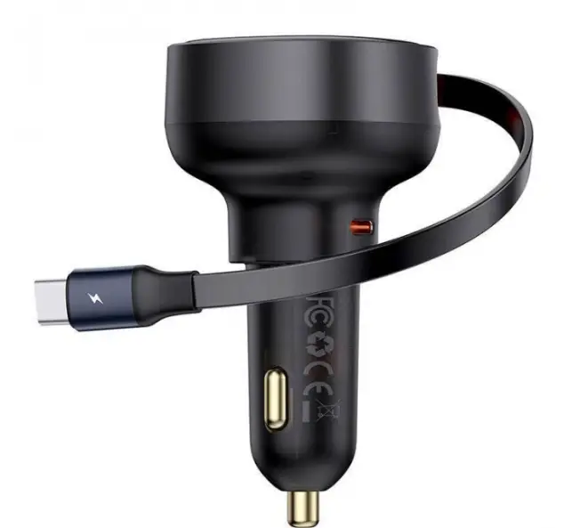 Устройство автомобильное зарядное BASEUS Enjoyment Pro Car Charger Type-C/Retractable Type-C Cable C00057802111-01 60W Black