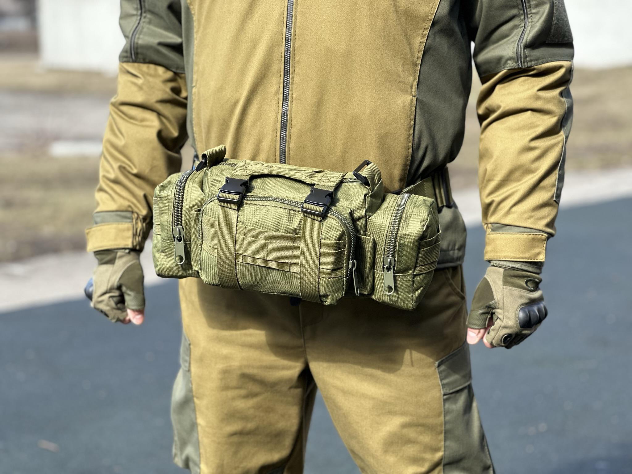 Сумка нагрудная поясная Tactic с ремнем на плечо 5 л Olive (104-olive) - фото 6 Сумка нагрудная поясная Tactic с ремнем на плечо 5 л Olive (104-olive) - фото 6