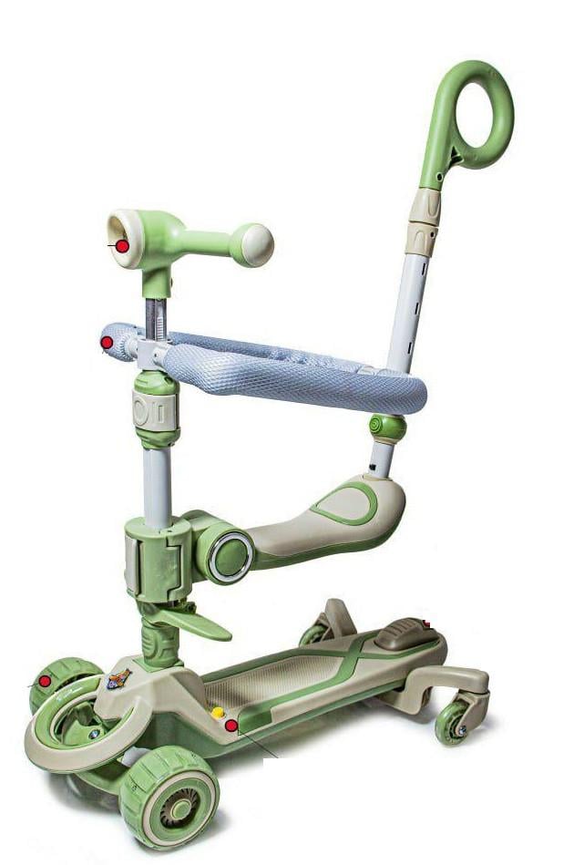 Самокат для малюків з бортиком Smart 5в1 з музикою та підсвічуванням Салатовий (N-388)