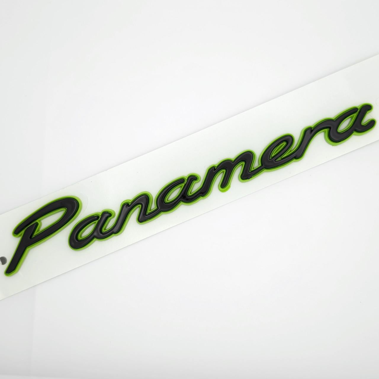 Эмблема надпись Panamera Porsche 20х3 см ABS Зеленый/Черный глянец (3087460023)