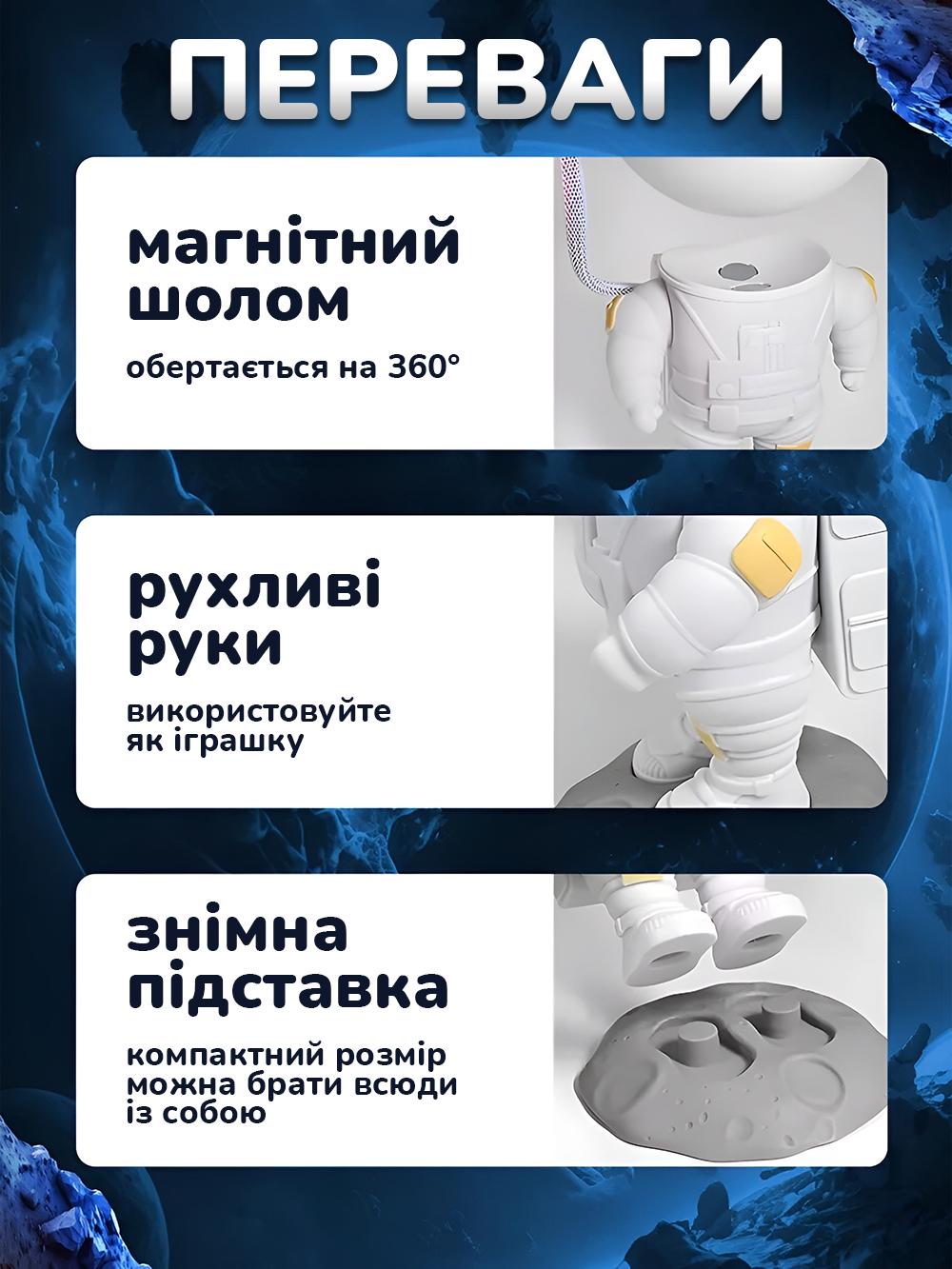 Ночник проектор звездное небо JoyPro лазерный led 360° с пультом Белый (a18bb0e2) - фото 5