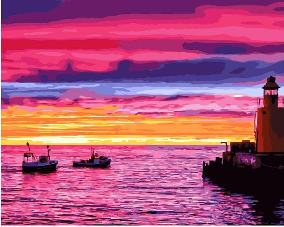 Картина по номерам Brushme "Закат у причала" 40х50 см (BK-GX21542)