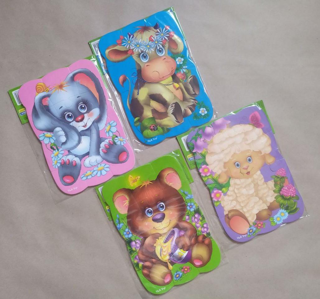 Комплект пазлів на магниті Vladi Toys А5 Овечка/корівка/зайчик/ведмедик 4 шт.
