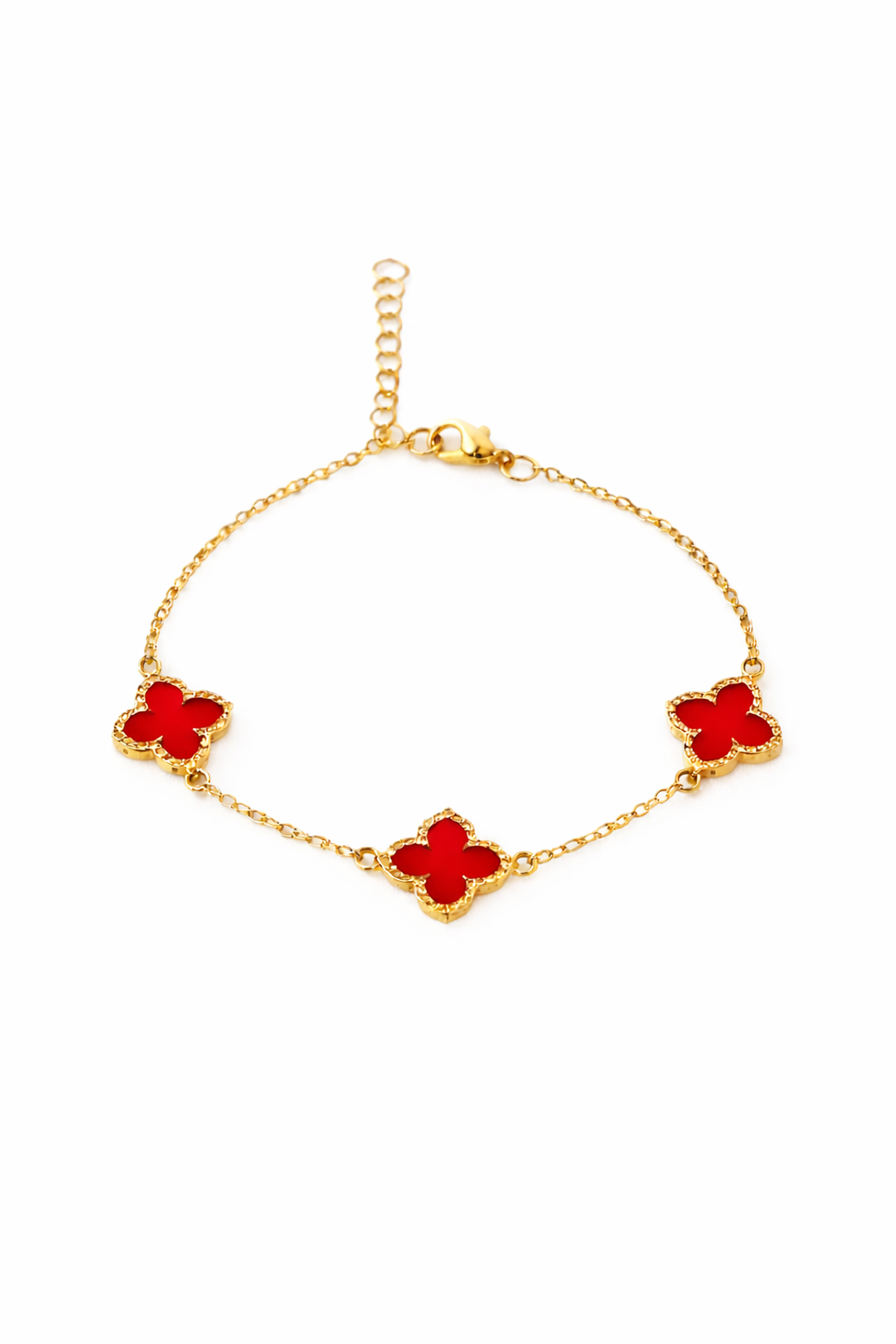Браслет женский 3 цветка Gold/Red (34061215)