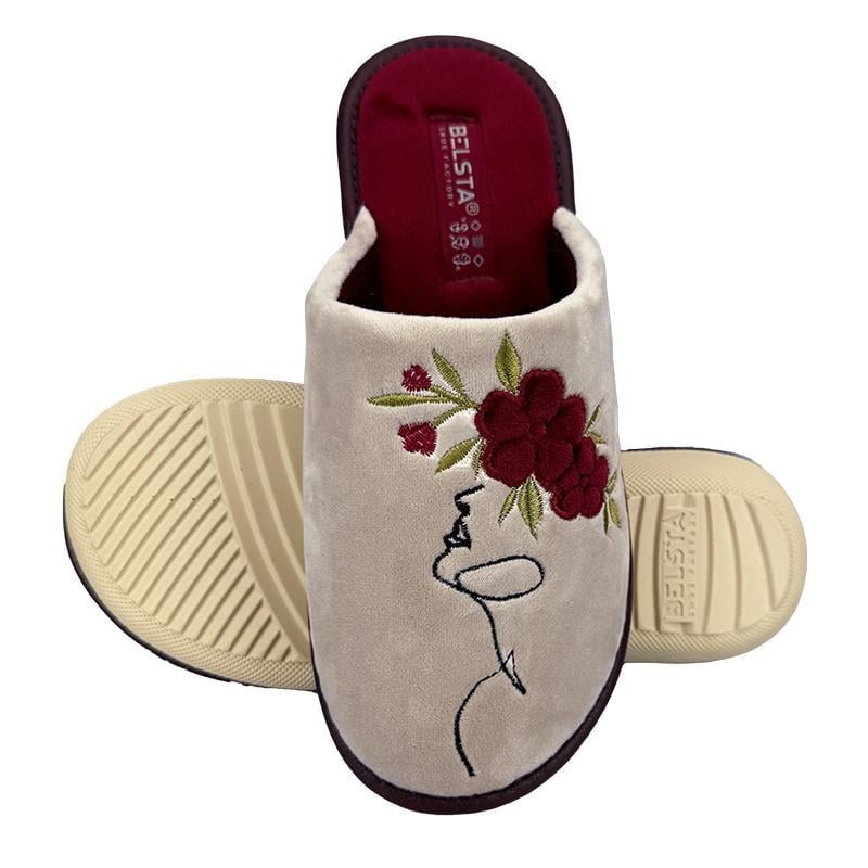 Домашние тапочки женские велюровые 89-3p. 38 24,5 см Бежевый