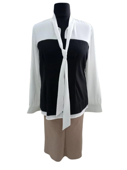 Блуза жіноча із зав'язками ХL Чорно-білий (00198)