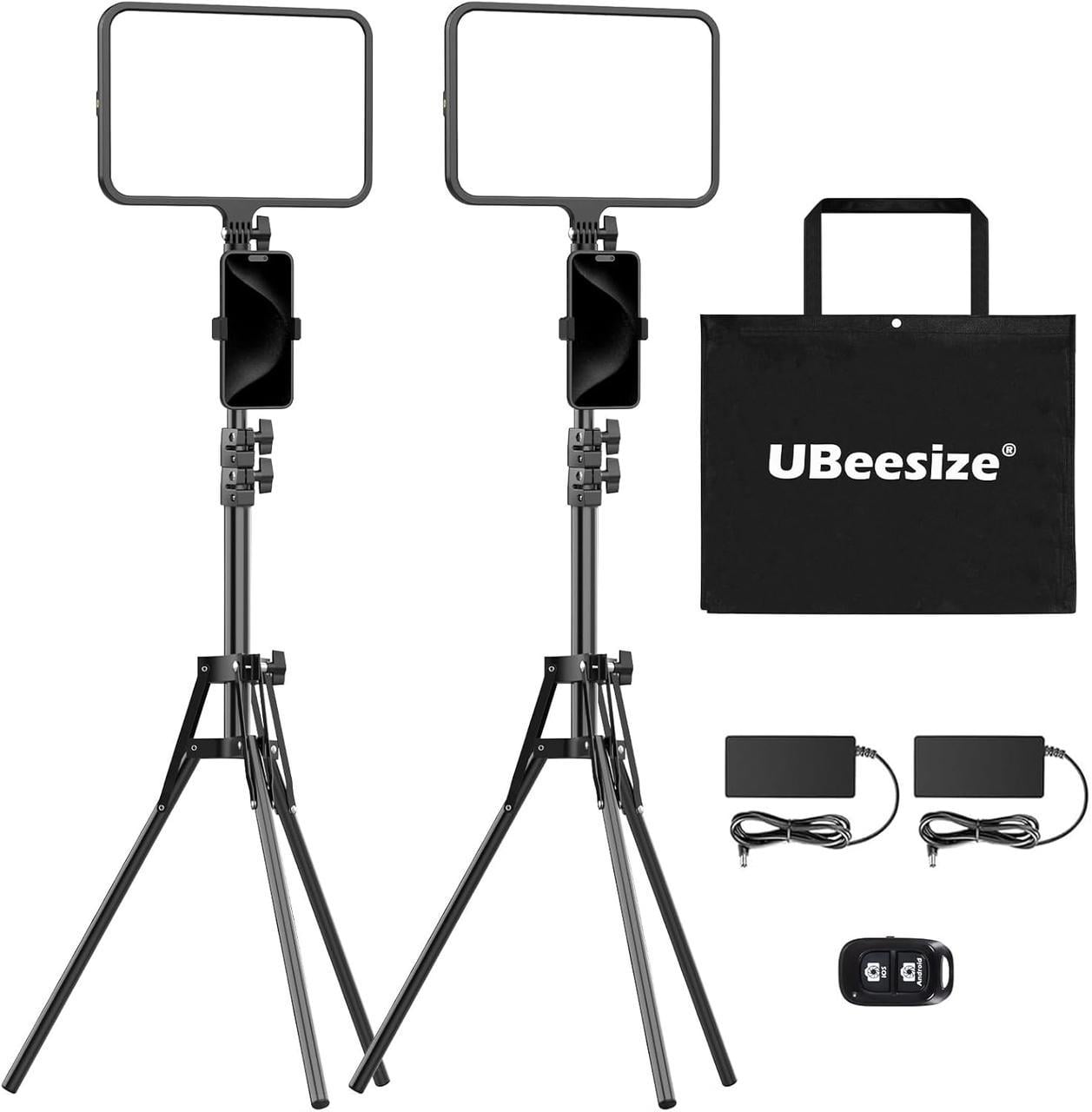 Комплект світлодіодного освітлення UBeesize 2 LED панелі зі штативами та тримачами для смартфона