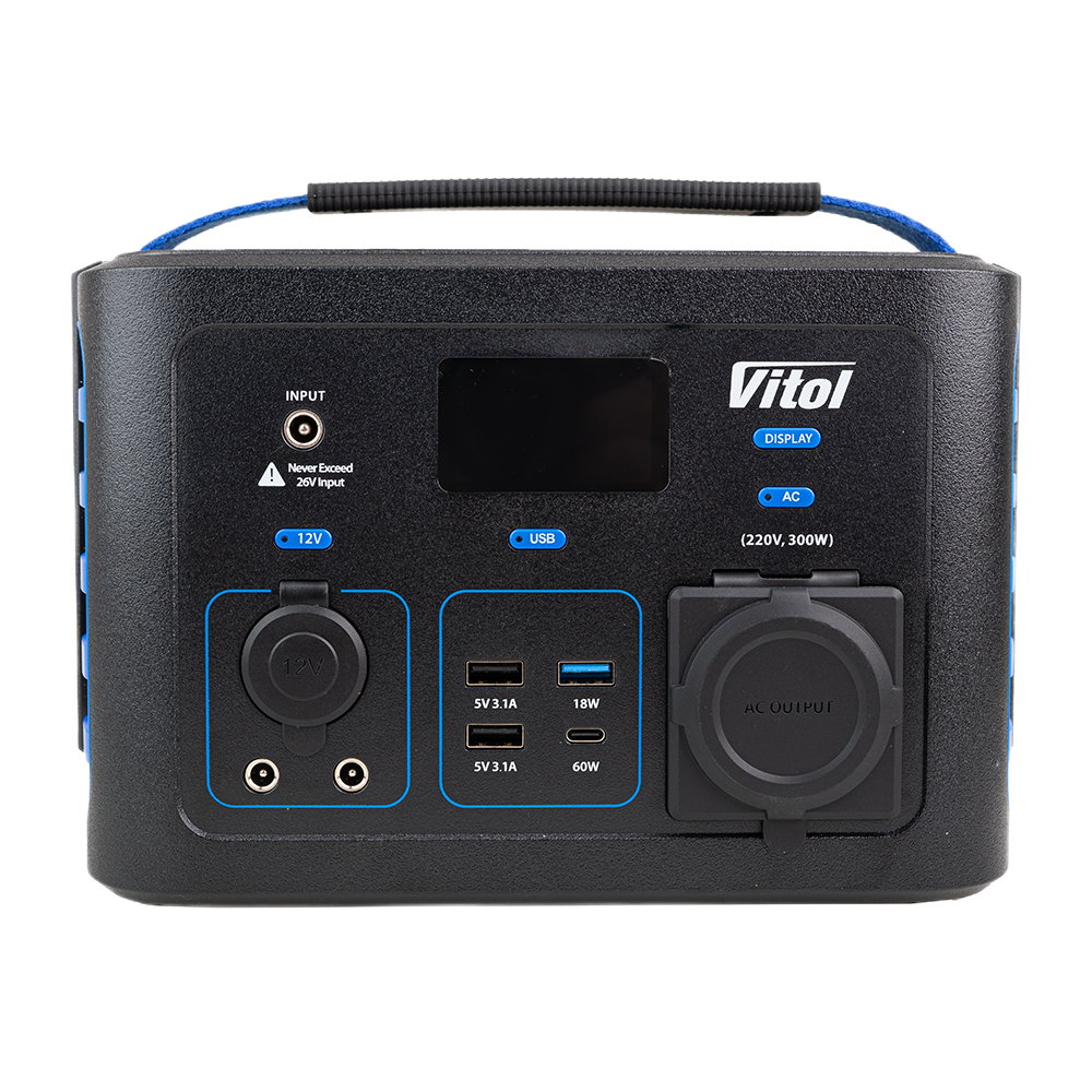 Зарядна станція портативна Vitol TV300 220 В/300 Вт/Li-ion NCM 281 Вт/год чистий синус PowerStation - фото 5 Зарядна станція портативна Vitol TV300 220 В/300 Вт/Li-ion NCM 281 Вт/год чистий синус PowerStation - фото 5