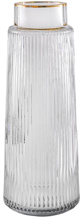 Ваза для цветов стеклянная Ancient Glass Grace Ø 12x30 см с золотой каймой