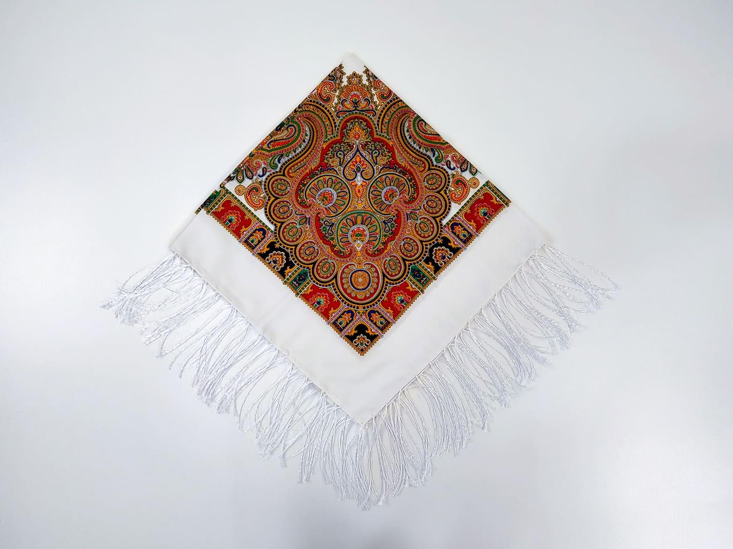 Платок традиционный украинский с тороками 80x80 см Белый (30156583)