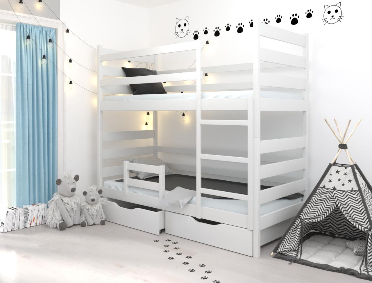 Кровать двухъярусная Luna mebli Амели с бортиком/ящиками 90x200 см Белый (19049946)