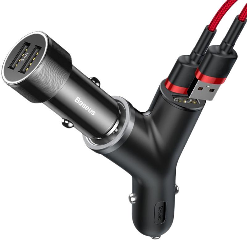 Зарядний пристрій автомобільний BASEUS CCALL-YX01 Y type 2USB 3,4A Black (97454) - фото 4 Зарядний пристрій автомобільний BASEUS CCALL-YX01 Y type 2USB 3,4A Black (97454) - фото 4