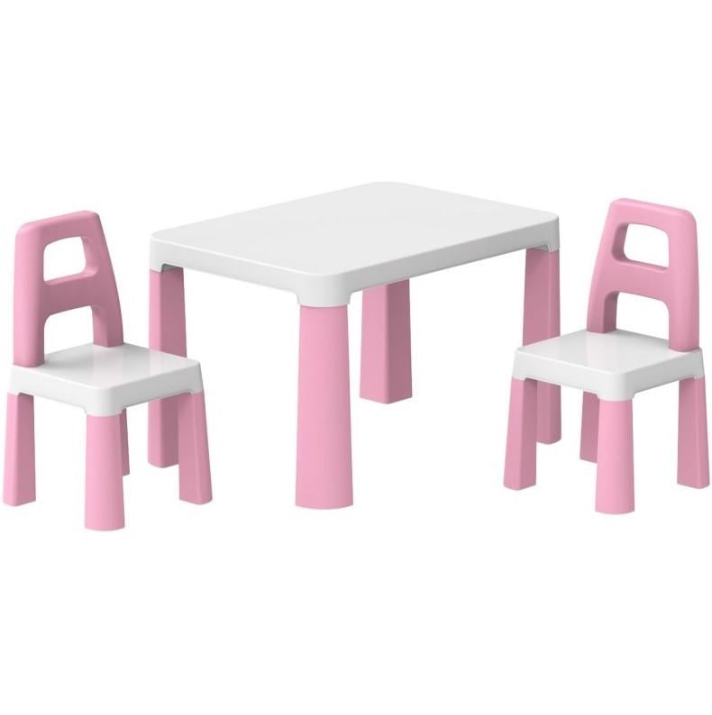 Детский набор мебели пластиковой ТехноК столик со стульями 2 шт. Бело-розовый (28443798)