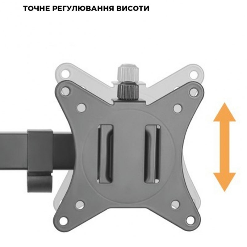 Кронштейн для монітора Brateck LDT66-C024 для двох моніторів 15-26" Чорний (22631568) - фото 7