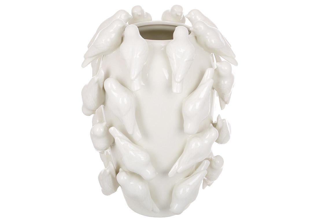 Ваза порцелянова Птиці D19х24 см Білий (457-352)