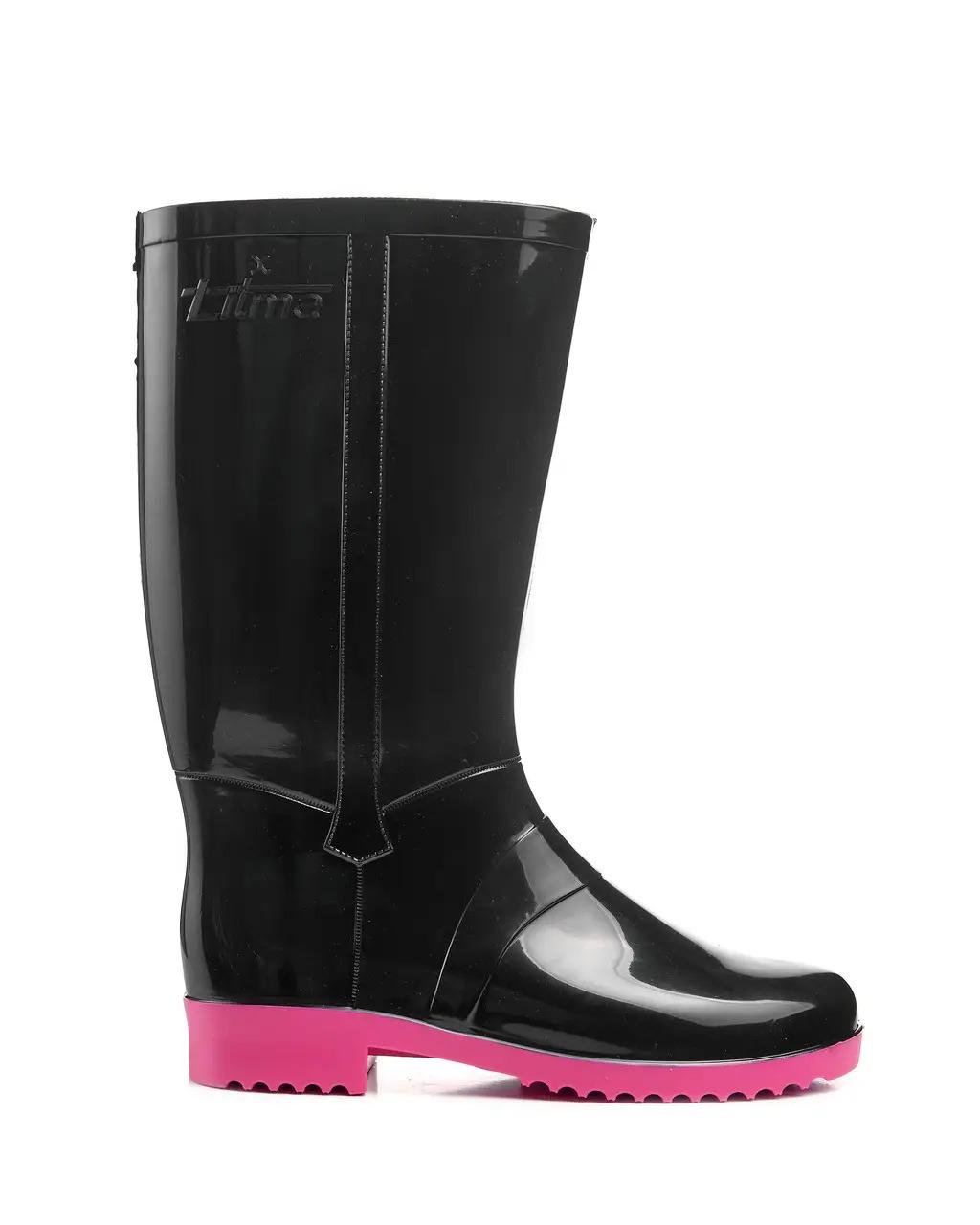 Сапоги резиновые ПВХ женские со съемным утеплителем высокие Litma р. 38-39 Черный/Розовый (4213009УТ)