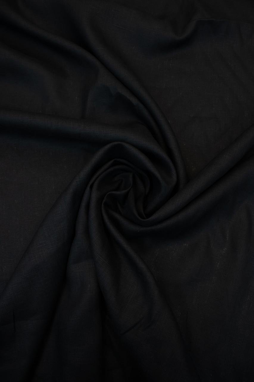 Тканина напівльон сорочкова 00с34 120 г/м2 колір 147 Anthracite 19-4007 TCX 50% льон 50% бавовна Чорний (OBR236_147)