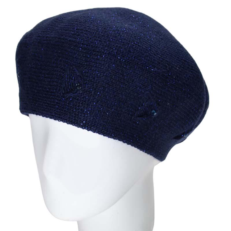 Берет женский Lirus Мариса двойной полушерстяной с люрексовой нитью Синий (119031)