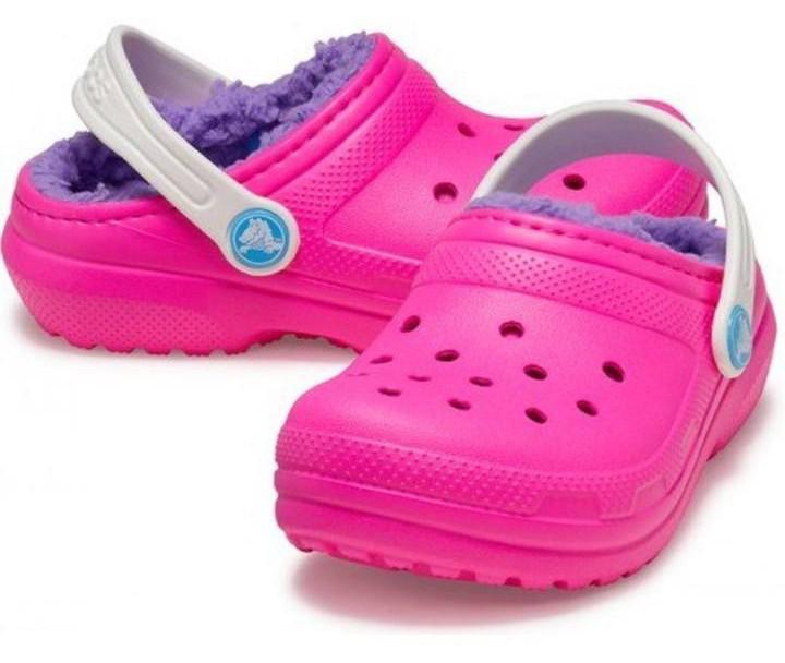 Крокси для дівчинки Crocs Classic Lined Clog Pink Crush р. 24/25 Яскраво-рожевий (26153)