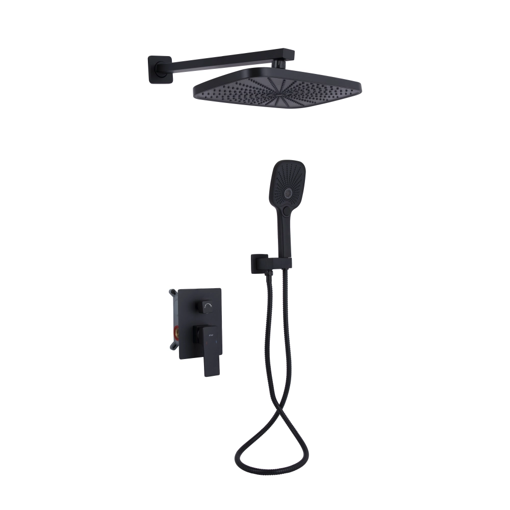 Душевая система для душа скрытого монтажа Qtap Gemini k35 на два потребителя Matt Black (45697)