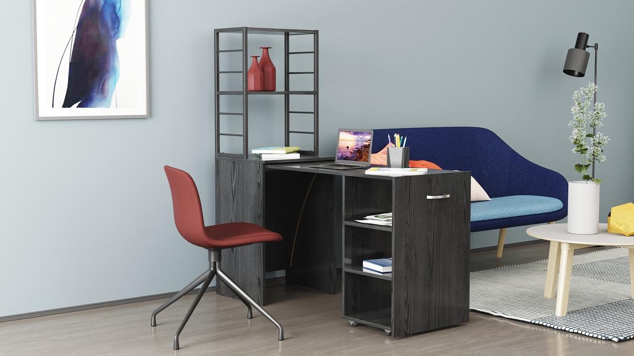 Стіл-тумба трансформер Ferrum-decor Смарт 4/2 з етажеркою метал/ДСП 16 мм 1430x1450x600 мм Чорний/Сосна Кембра (FRD-105132) - фото 10 Стіл-тумба трансформер Ferrum-decor Смарт 4/2 з етажеркою метал/ДСП 16 мм 1430x1450x600 мм Чорний/Сосна Кембра (FRD-105132) - фото 10