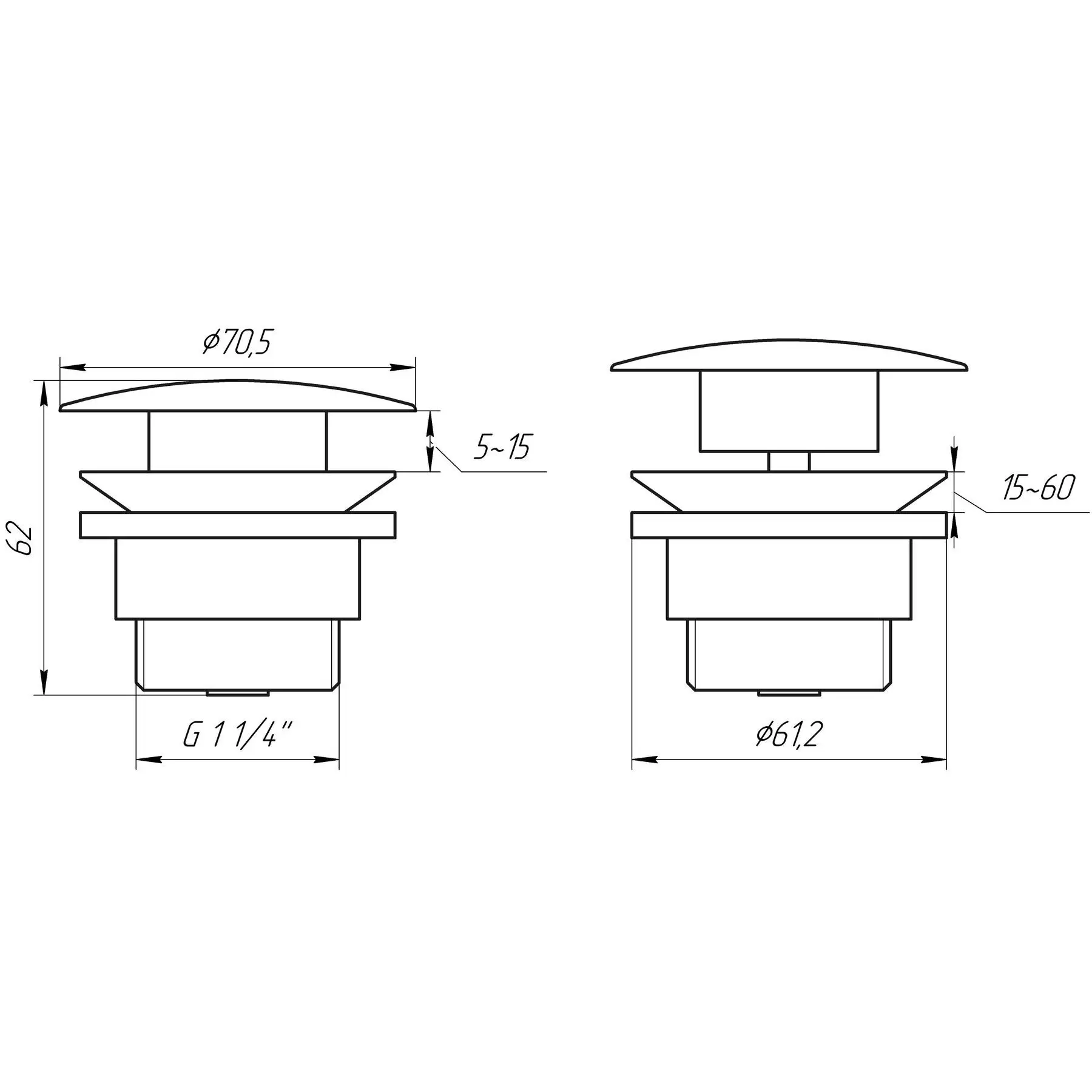 Донный клапан TOPAZ TK-15A Click-clack (GSR-000020143) - фото 2